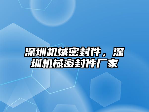 深圳機械密封件，深圳機械密封件廠家