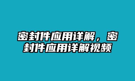 密封件應(yīng)用詳解，密封件應(yīng)用詳解視頻