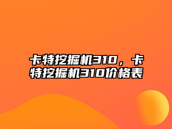 卡特挖掘機310，卡特挖掘機310價格表