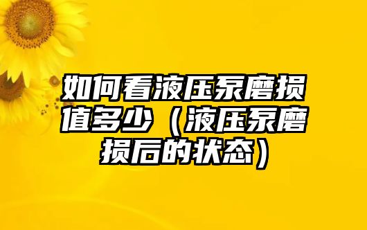 如何看液壓泵磨損值多少（液壓泵磨損后的狀態(tài)）