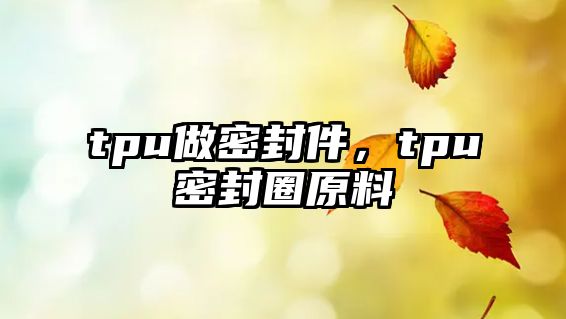 tpu做密封件，tpu密封圈原料