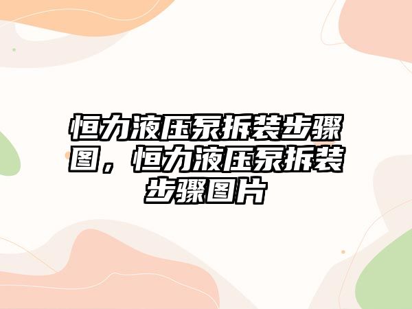 恒力液壓泵拆裝步驟圖，恒力液壓泵拆裝步驟圖片