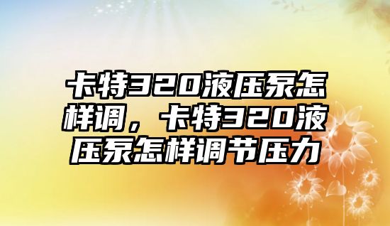 卡特320液壓泵怎樣調(diào)，卡特320液壓泵怎樣調(diào)節(jié)壓力