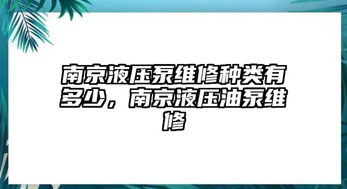 南京液壓泵維修種類有多少，南京液壓油泵維修