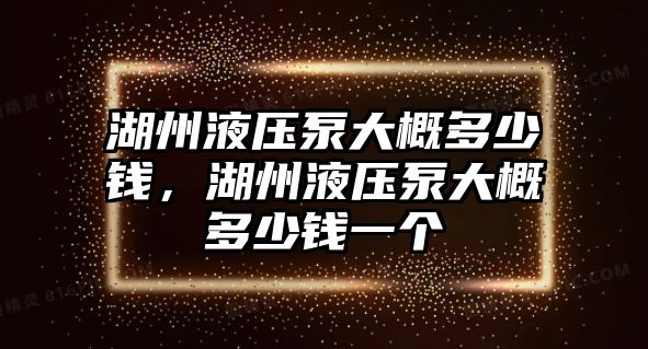 湖州液壓泵大概多少錢，湖州液壓泵大概多少錢一個(gè)