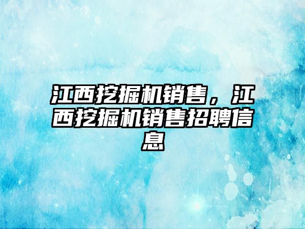 江西挖掘機銷售，江西挖掘機銷售招聘信息