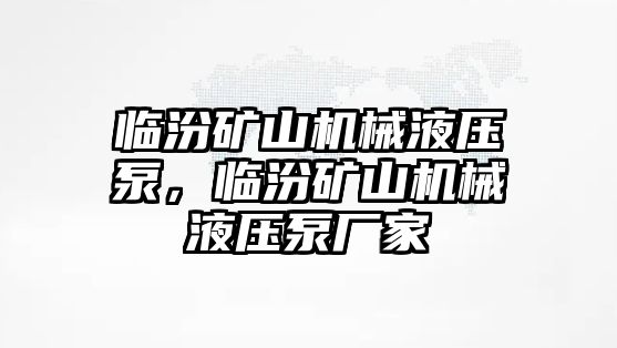 臨汾礦山機(jī)械液壓泵，臨汾礦山機(jī)械液壓泵廠家