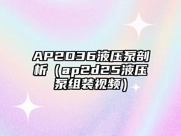 AP2D36液壓泵剖析（ap2d25液壓泵組裝視頻）