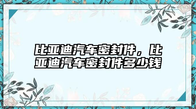 比亞迪汽車密封件，比亞迪汽車密封件多少錢