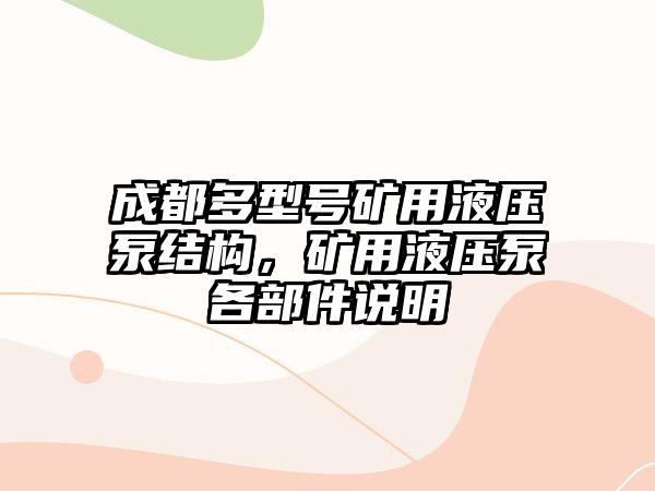 成都多型號(hào)礦用液壓泵結(jié)構(gòu)，礦用液壓泵各部件說明