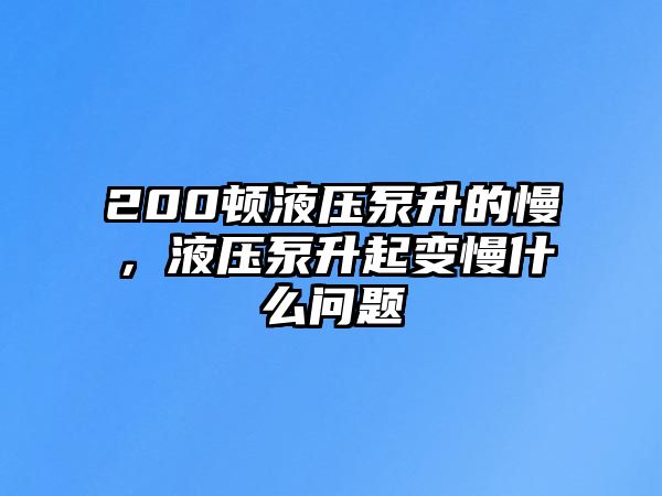 200頓液壓泵升的慢，液壓泵升起變慢什么問題