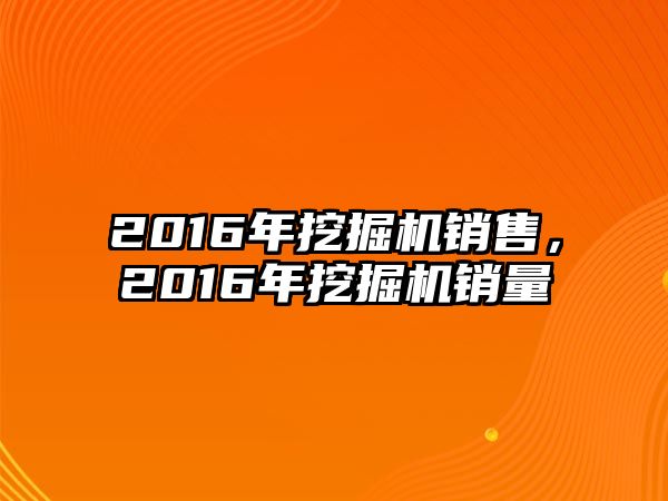 2016年挖掘機銷售，2016年挖掘機銷量