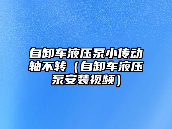 自卸車液壓泵小傳動軸不轉(zhuǎn)（自卸車液壓泵安裝視頻）