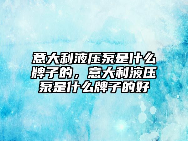 意大利液壓泵是什么牌子的，意大利液壓泵是什么牌子的好