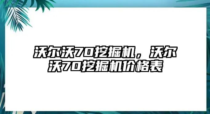 沃爾沃70挖掘機(jī)，沃爾沃70挖掘機(jī)價(jià)格表