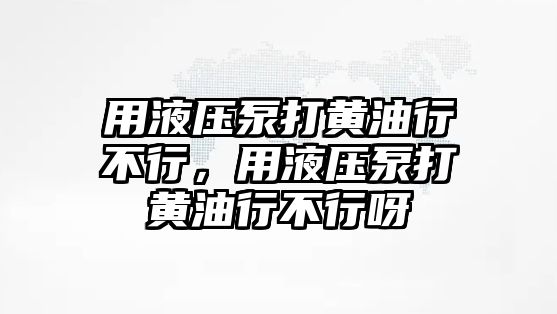 用液壓泵打黃油行不行，用液壓泵打黃油行不行呀