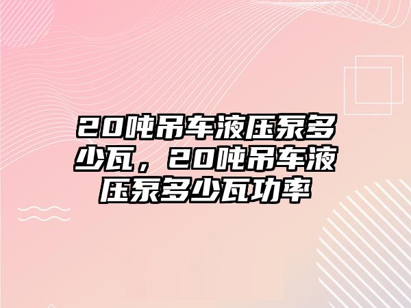 20噸吊車液壓泵多少瓦，20噸吊車液壓泵多少瓦功率