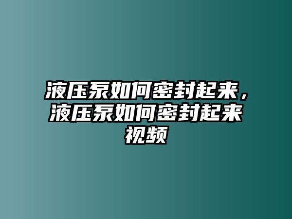 液壓泵如何密封起來(lái)，液壓泵如何密封起來(lái)視頻