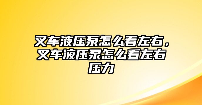 叉車液壓泵怎么看左右，叉車液壓泵怎么看左右壓力