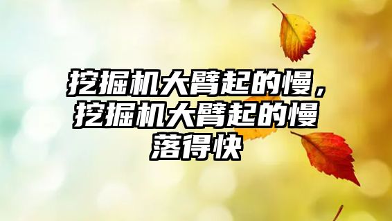 挖掘機大臂起的慢，挖掘機大臂起的慢落得快