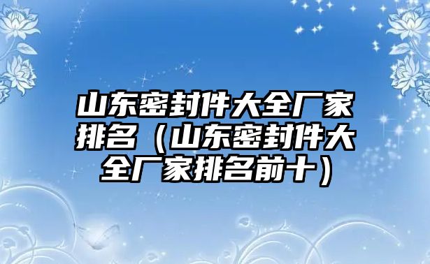 山東密封件大全廠家排名（山東密封件大全廠家排名前十）