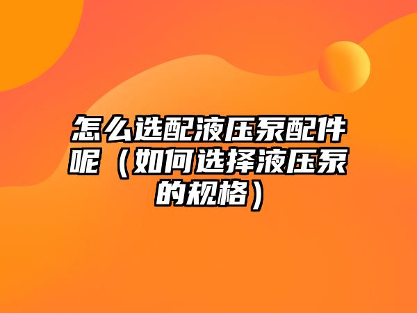 怎么選配液壓泵配件呢（如何選擇液壓泵的規(guī)格）