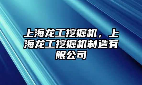 上海龍工挖掘機，上海龍工挖掘機制造有限公司