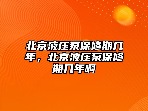 北京液壓泵保修期幾年，北京液壓泵保修期幾年啊