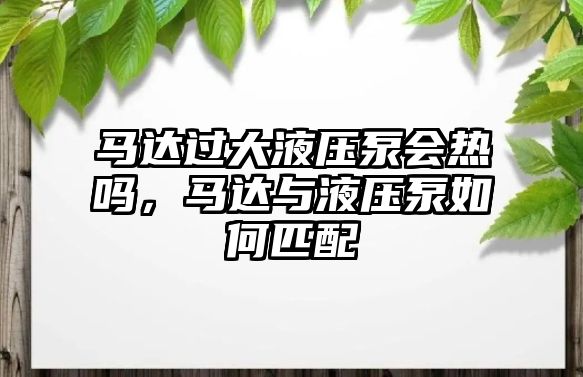 馬達(dá)過大液壓泵會(huì)熱嗎，馬達(dá)與液壓泵如何匹配