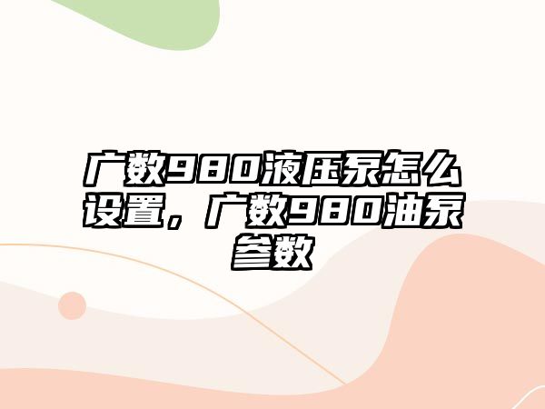 廣數(shù)980液壓泵怎么設(shè)置，廣數(shù)980油泵參數(shù)