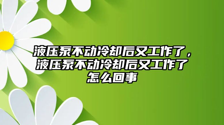 液壓泵不動冷卻后又工作了，液壓泵不動冷卻后又工作了怎么回事