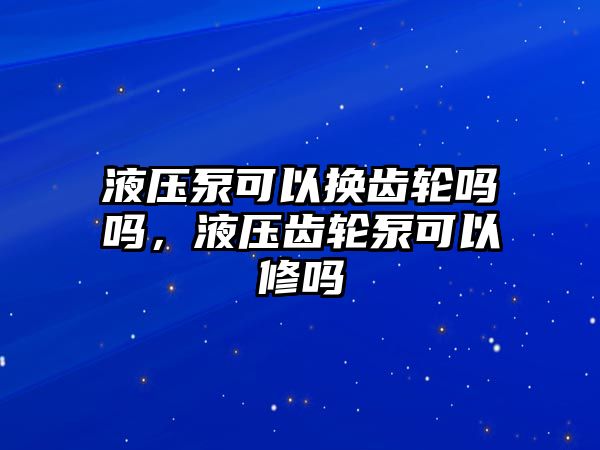 液壓泵可以換齒輪嗎嗎，液壓齒輪泵可以修嗎