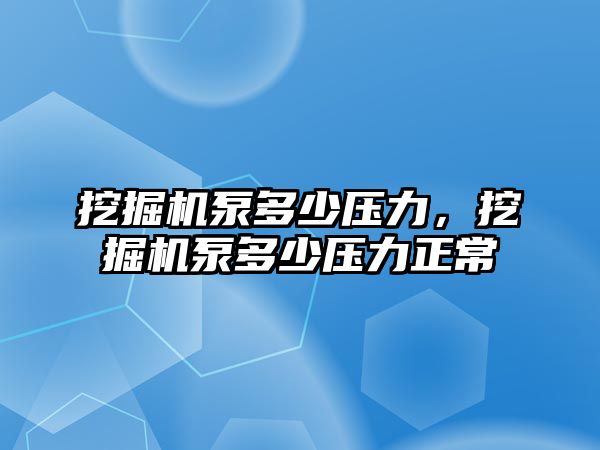 挖掘機(jī)泵多少壓力，挖掘機(jī)泵多少壓力正常