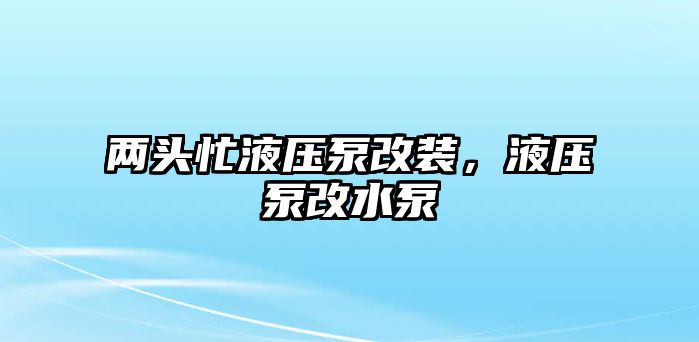 兩頭忙液壓泵改裝，液壓泵改水泵