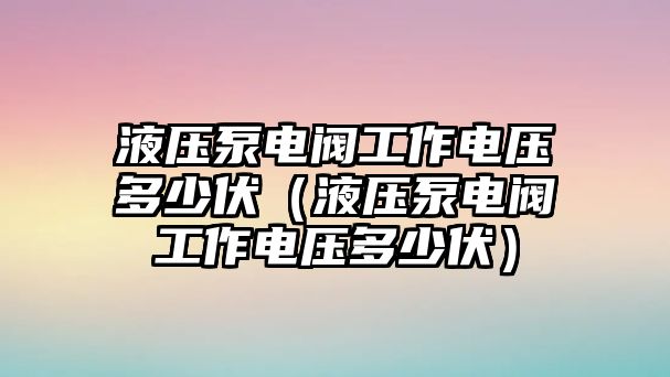 液壓泵電閥工作電壓多少伏（液壓泵電閥工作電壓多少伏）