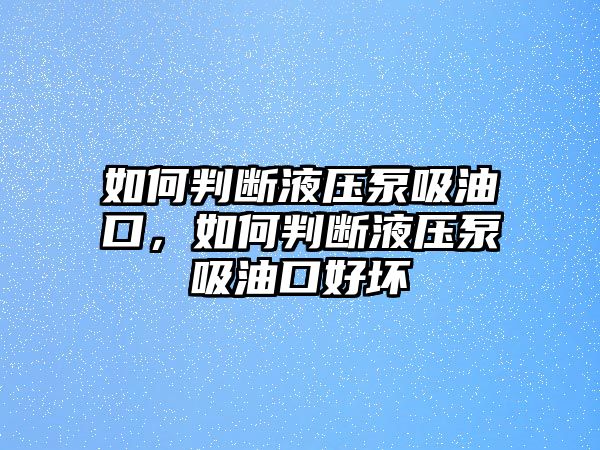 如何判斷液壓泵吸油口，如何判斷液壓泵吸油口好壞