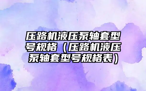 壓路機液壓泵軸套型號規(guī)格（壓路機液壓泵軸套型號規(guī)格表）