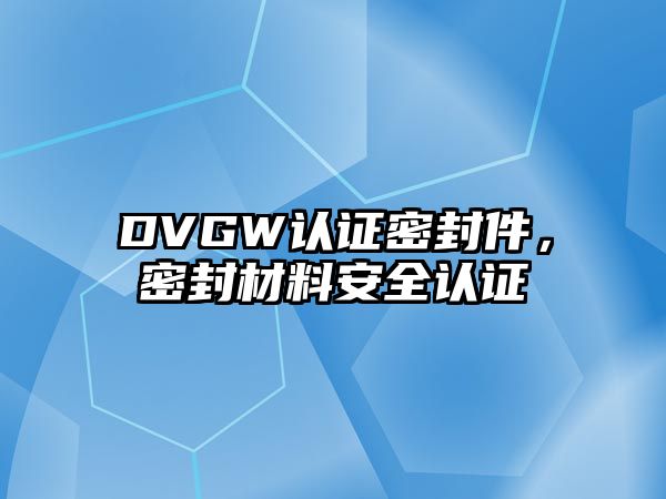 DVGW認證密封件，密封材料安全認證