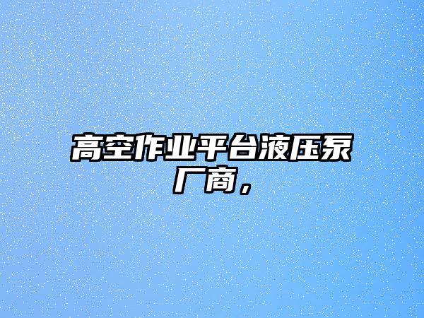 高空作業(yè)平臺液壓泵廠商，