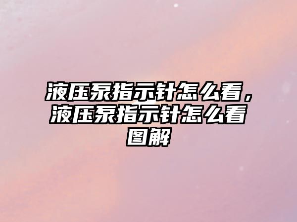 液壓泵指示針怎么看，液壓泵指示針怎么看圖解