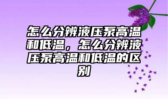 怎么分辨液壓泵高溫和低溫，怎么分辨液壓泵高溫和低溫的區(qū)別