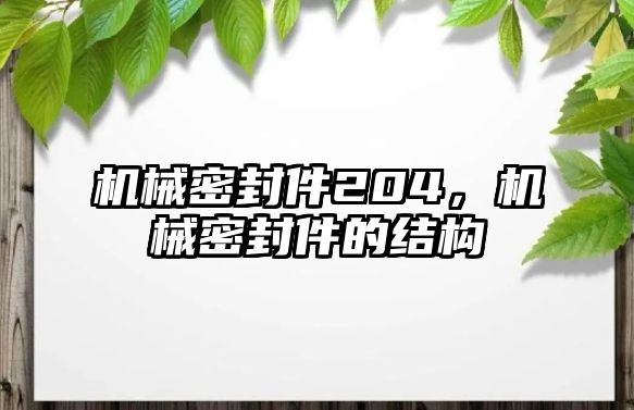 機械密封件204，機械密封件的結(jié)構(gòu)