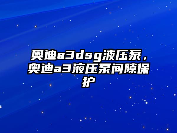 奧迪a3dsg液壓泵，奧迪a3液壓泵間隙保護(hù)