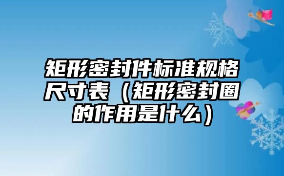 矩形密封件標準規(guī)格尺寸表（矩形密封圈的作用是什么）