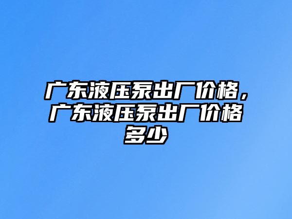 廣東液壓泵出廠價格，廣東液壓泵出廠價格多少