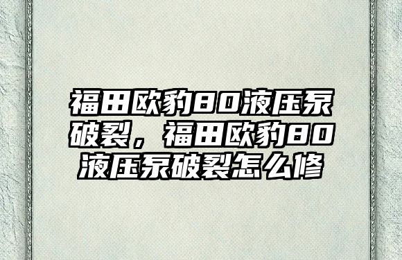 福田歐豹80液壓泵破裂，福田歐豹80液壓泵破裂怎么修