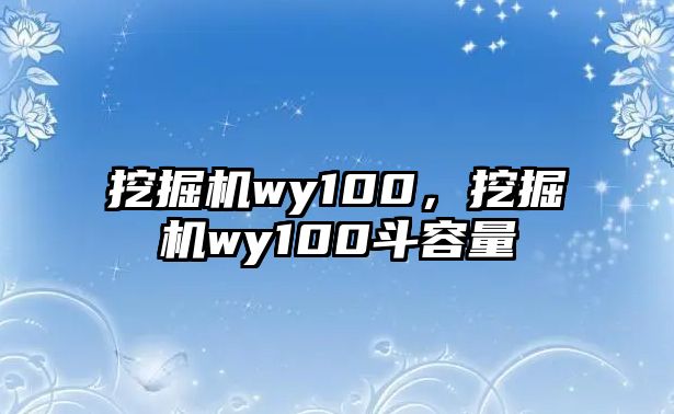 挖掘機(jī)wy100，挖掘機(jī)wy100斗容量