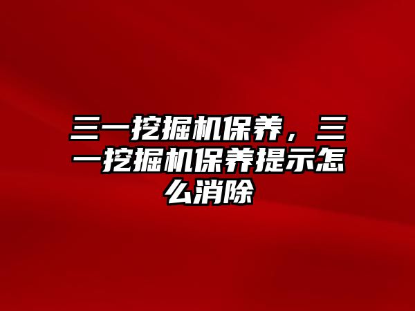 三一挖掘機保養(yǎng)，三一挖掘機保養(yǎng)提示怎么消除