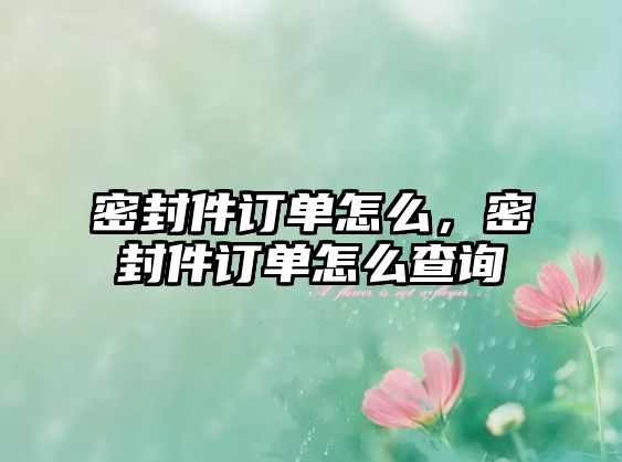 密封件訂單怎么，密封件訂單怎么查詢