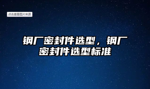 鋼廠密封件選型，鋼廠密封件選型標(biāo)準(zhǔn)